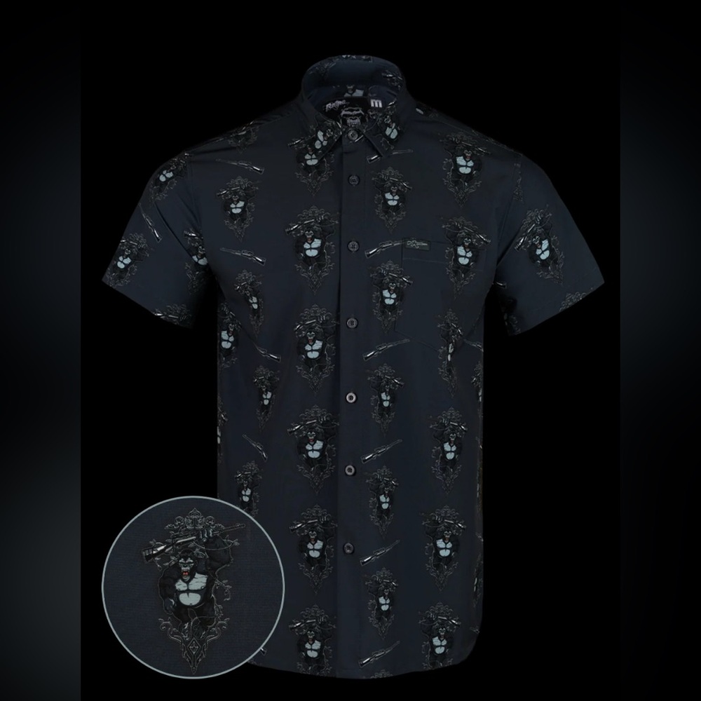 Retro Rifle - Slow N’ Steady Black & Grey Casual Shirt Men's Size XLarge